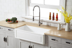 Kingston Brass 36 In. Apron Front Farmhouse Single Bowl Kitchen Sink, Matte White, GKFA361810LD