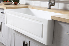 Kingston Brass 36 In. Apron Front Farmhouse Single Bowl Kitchen Sink, Matte White, GKFA361810LD