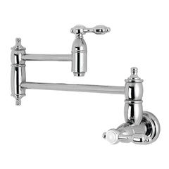 Kingston Brass Tudor Two-Handle 1-Hole Wall Mounted Pot Filler Faucet In Polished Chrome, KS3101TAL