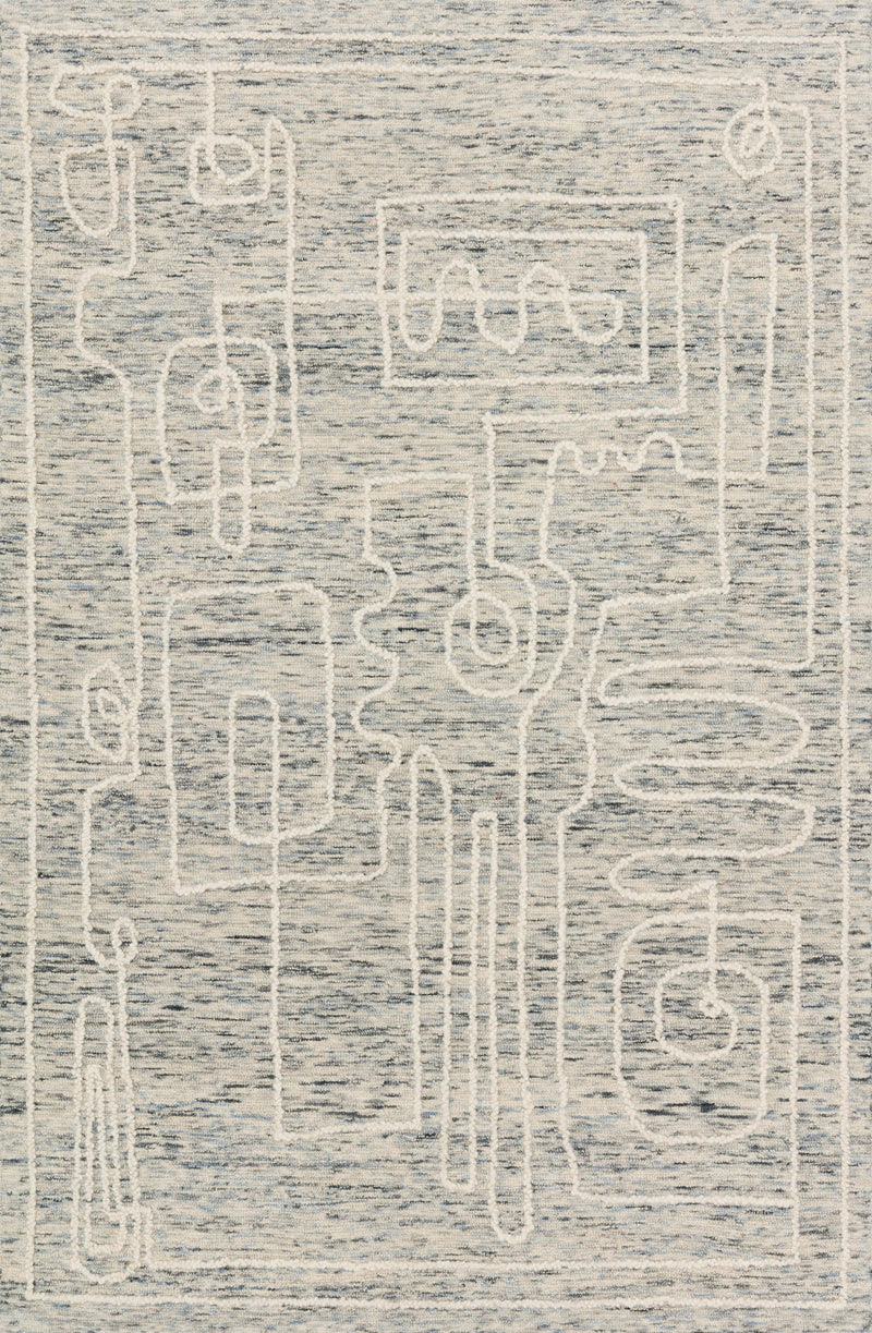 Loloi Rugs Leela Collection Rug in Sky, White - 7.8 x 9.8 feet