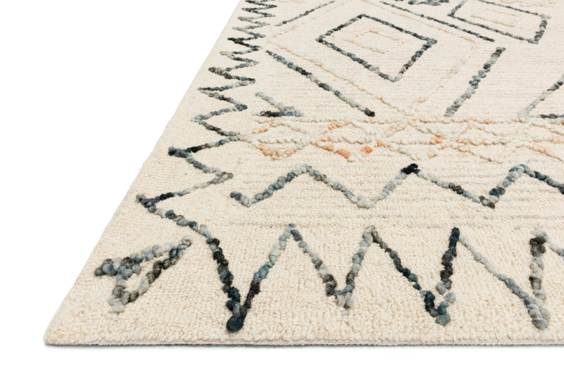 Loloi Rugs Leela Collection Rug in Oatmeal, Denim - 8.5 x 12 feet