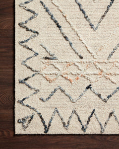 Loloi Rugs Leela Collection Rug in Oatmeal, Denim - 9.3 x 13 feet