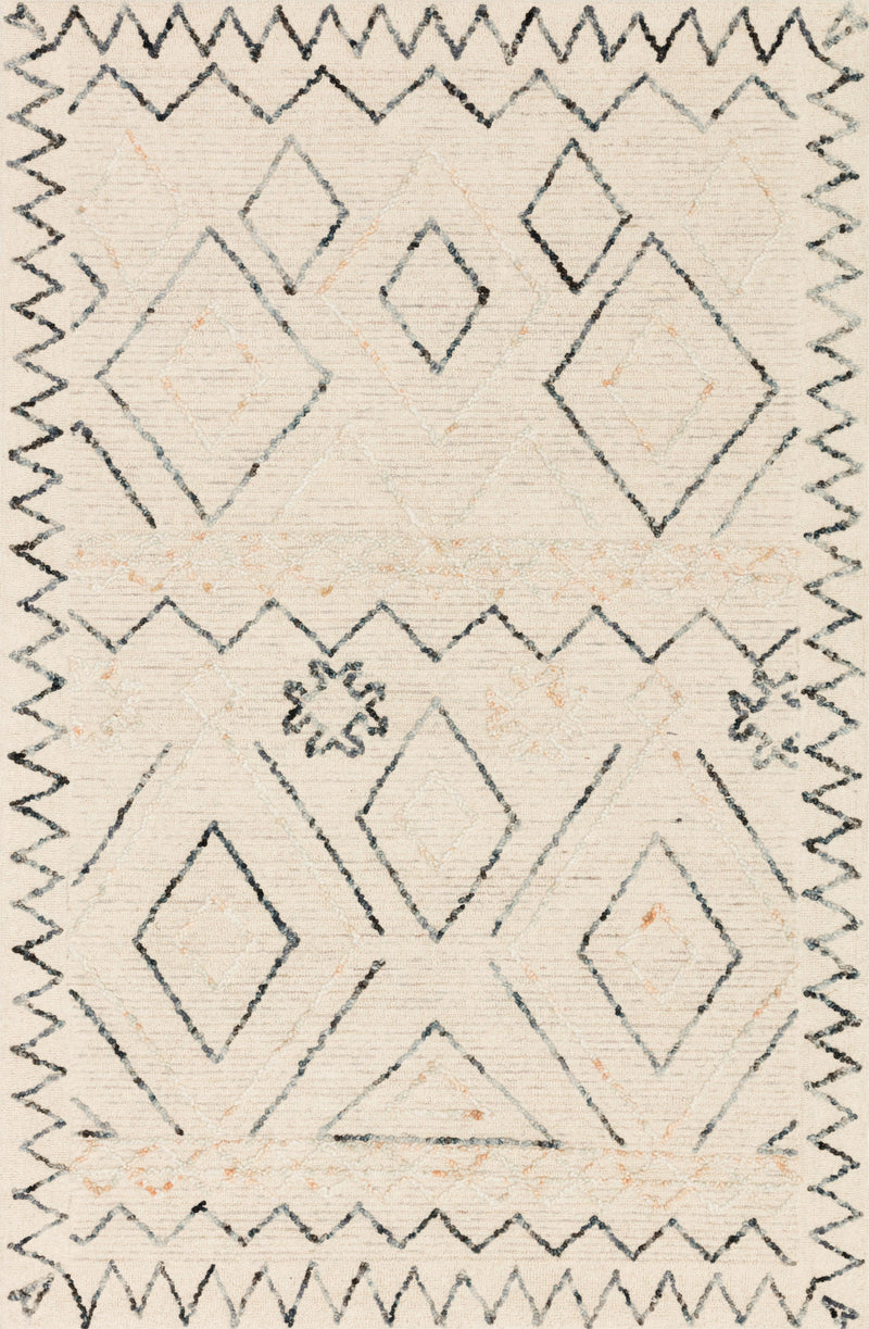 Loloi Rugs Leela Collection Rug in Oatmeal, Denim - 7.8 x 9.8 feet