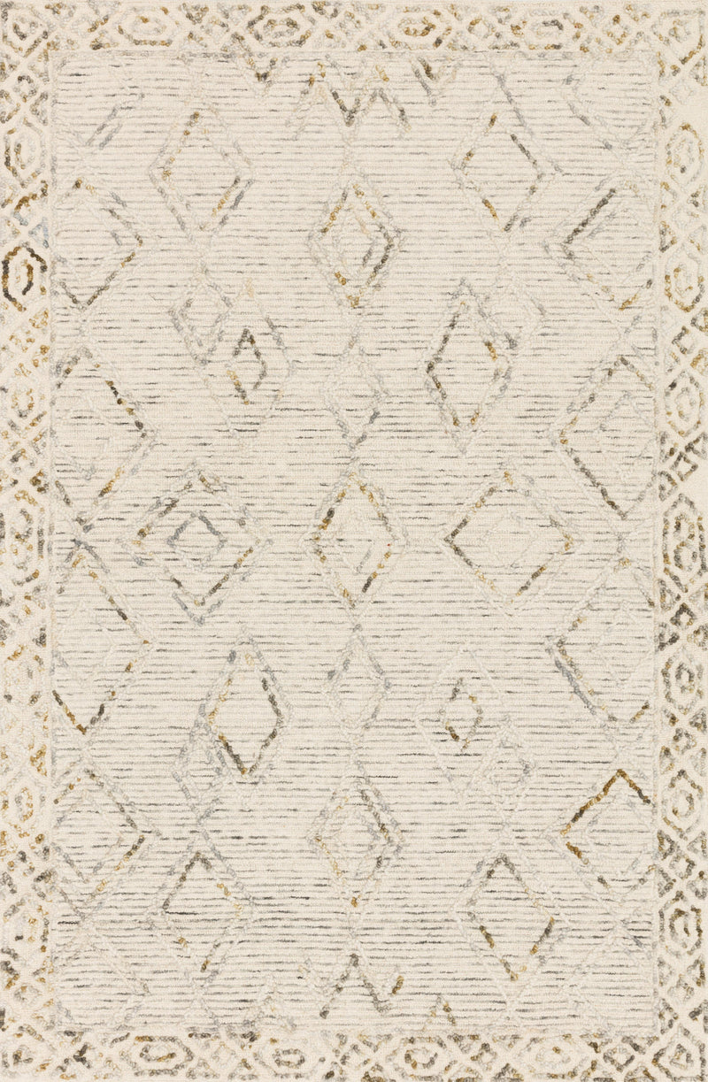 Loloi Rugs Leela Collection Rug in Ivory, Lagoon - 7.8 x 9.8 feet