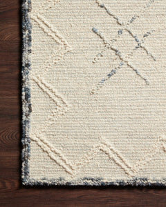 Loloi Rugs Leela Collection Rug in Ocean, White - 9.3 x 13 feet