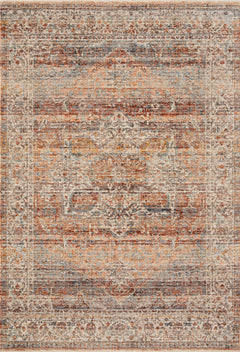 Loloi Rugs Lourdes Collection Rug in Tangerine, Ocean - 7.8 x 10 feet