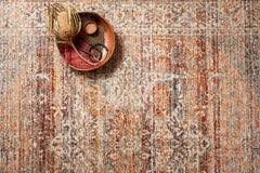 Loloi Rugs Lourdes Collection Rug in Tangerine, Ocean - 7.8 x 10 feet