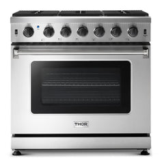 Thor Kitchen Package - 36 in. Propane Gas Range, Range Hood, AP-LRG3601ULP-TRH