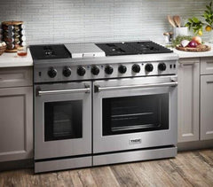 Thor Kitchen Bundle- 48 in. Propane Gas Range, Range Hood, Refrigerator, Dishwasher, Wine Cooler, Microwave, AB-LRG4807ULP-8