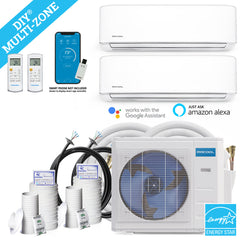 MRCOOL DIY Mini Split - 18,000 BTU 2 Zone Ductless Air Conditioner and Heat Pump with 35 ft. Install Kit, DIYM218HPW00C13