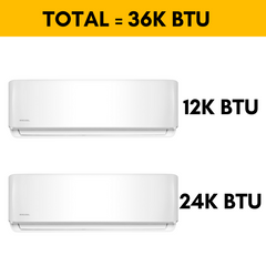 MRCOOL DIY Mini Split - 36,000 BTU 2 Zone Ductless Air Conditioner and Heat Pump with 16 ft. Install Kit, DIYM236HPW02C00