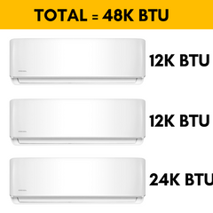 MRCOOL DIY Mini Split - 48,000 BTU 3 Zone Ductless Air Conditioner and Heat Pump with 35 ft. Install Kit, DIYM348HPW02C69