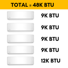 MRCOOL DIY Mini Split - 48,000 BTU 5 Zone Ductless Air Conditioner and Heat Pump with 25 ft. Install Kit, DIYM548HPW01C210