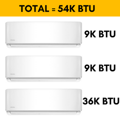 MRCOOL DIY Mini Split - 54,000 BTU 3 Zone Ductless Air Conditioner and Heat Pump with 35 ft. Install Kit, DIYM348HPW04C69