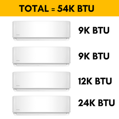 MRCOOL DIY Mini Split - 54,000 BTU 4 Zone Ductless Air Conditioner and Heat Pump with 35 ft. Install Kit, DIYM448HPW09C217