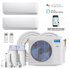 MRCOOL DIY Mini Split - 18,000 BTU 2 Zone Ductless Air Conditioner and Heat Pump with 50 ft. Install Kit, DIYM218HPW00C22