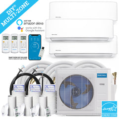 MRCOOL DIY Mini Split - 33,000 BTU 3 Zone Ductless Air Conditioner and Heat Pump with 50 ft. Install Kit, DIYM336HPW04C74