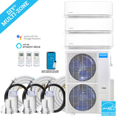 MRCOOL DIY Mini Split - 54,000 BTU 3 Zone Ductless Air Conditioner and Heat Pump with 16 ft. Install Kit, DIYM348HPW03C00