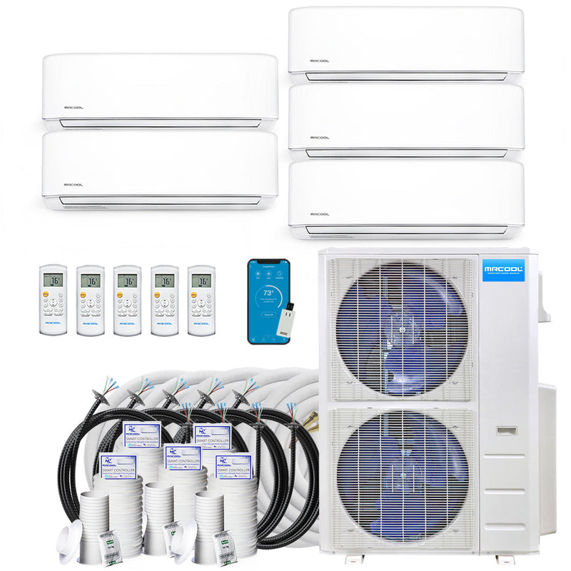 MRCOOL DIY Mini Split - 48,000 BTU 5 Zone Ductless Air Conditioner and Heat Pump with 35 ft. Install Kit, DIYM548HPW01C336