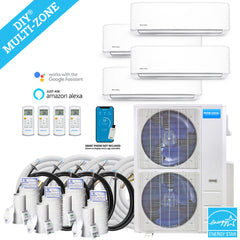 MRCOOL DIY Mini Split - 42,000 BTU 4 Zone Ductless Air Conditioner and Heat Pump with 50 ft. Install Kit, DIYM448HPW02C194