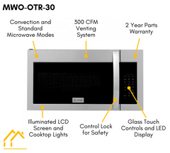 ZLINE 30 in. Kitchen Package with Stainless Steel Dual Fuel Range, Modern Over The Range Microwave and Dishwasher, 3KP-RAOTR30-DW