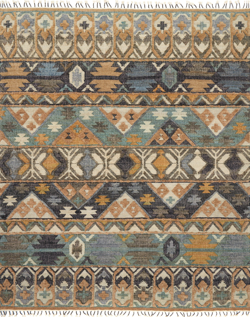 Loloi Rugs Owen Collection Rug in Ocean, Camel - 5 x 7.5 feet