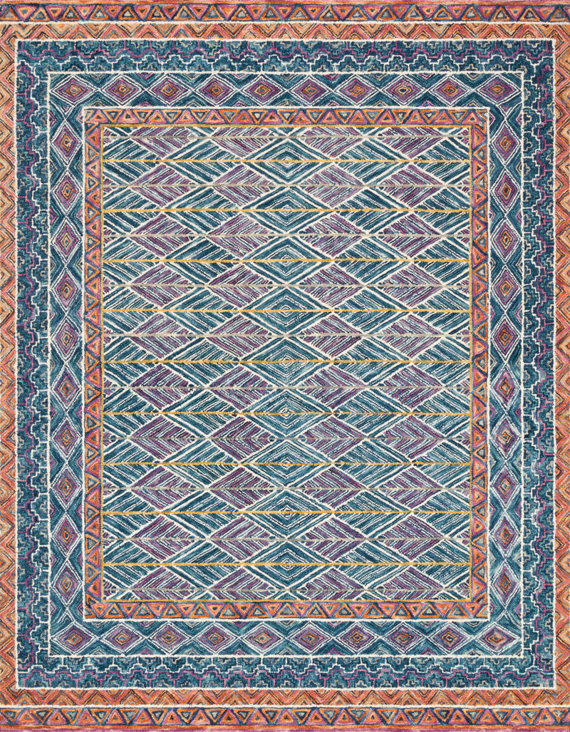 Loloi Rugs Priti Collection Rug in Teal, Fiesta - 7.8 x 9.8 feet