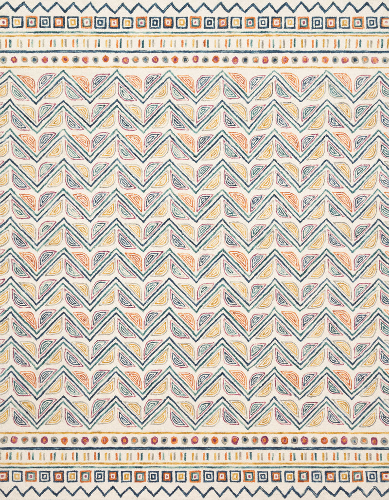 Loloi Rugs Priti Collection Rug in Ivory, Multi - 7.8 x 7.8 feet