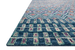 Loloi Rugs Priti Collection Rug in Denim, Berry - 7.8 x 7.8 feet