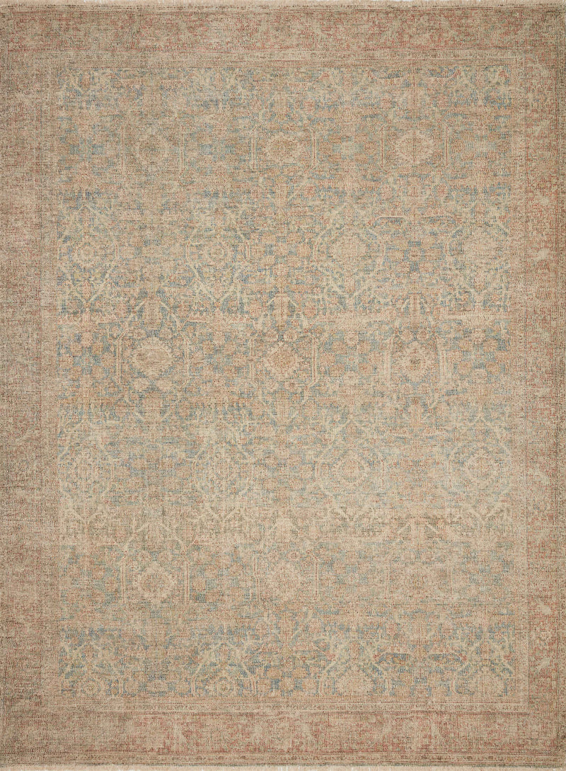 Loloi Rugs Priya Collection Rug in Denim, Rust - 8.5 x 12 feet