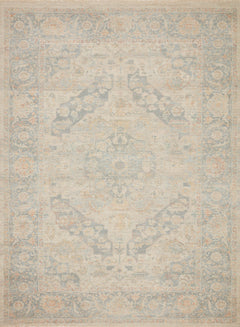 Loloi Rugs Priya Collection Rug in Bone, Bluestone - 7.8 x 9.8 feet