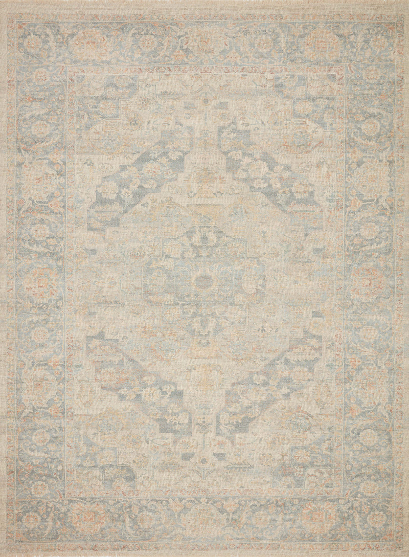 Loloi Rugs Priya Collection Rug in Bone, Bluestone - 7.8 x 9.8 feet