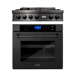 ZLINE Kitchen Package with 36 in. Black Stainless Steel Rangetop and 30 in. Single Wall Oven, 2KP-RTBAWS36