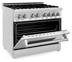 ZLINE Appliance Package - 36 in. Dual Fuel Range, Range Hood, Microwave Oven, 3KP-RARHC36-DWV