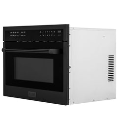 ZLINE Kitchen Package Black Stainless Steel 24 in. Built-in Convection Microwave Oven and 30 in. Single Wall Oven with Self Clean, 2KP-MW24-AWS30BS