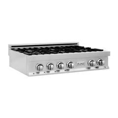 ZLINE 36 in. Rangetop with 6 Gas Brass Burners, RT-BR-36