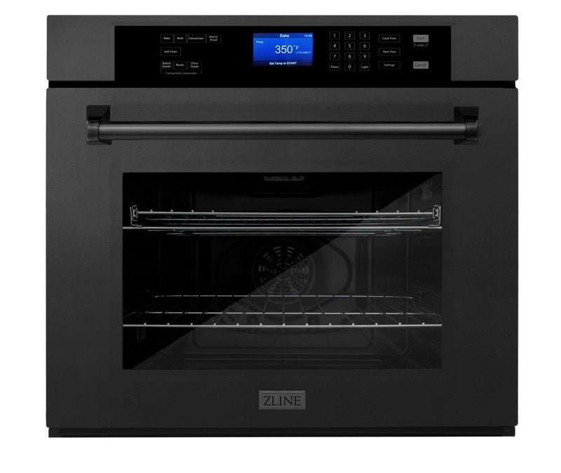 ZLINE 30 in. Professional Single Wall Oven in Black Stainless Steel with Self-Cleaning, AWS-BS-30