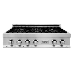 ZLINE 36 in. Rangetop with 6 Gas Brass Burners, RT-BR-36