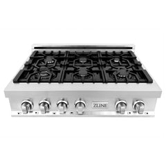 ZLINE 36 in. Rangetop with 6 Gas Brass Burners, RT-BR-36