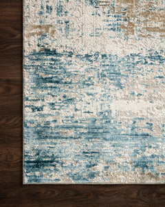 Loloi Rugs Sienne Collection Rug in Ivory, Azure - 2.6 x 12 feet