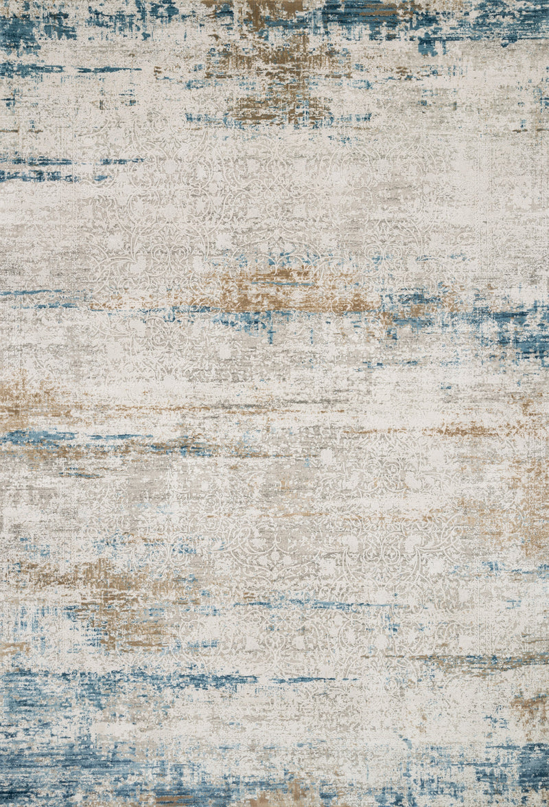 Loloi Rugs Sienne Collection Rug in Ivory, Azure - 2.6 x 12 feet