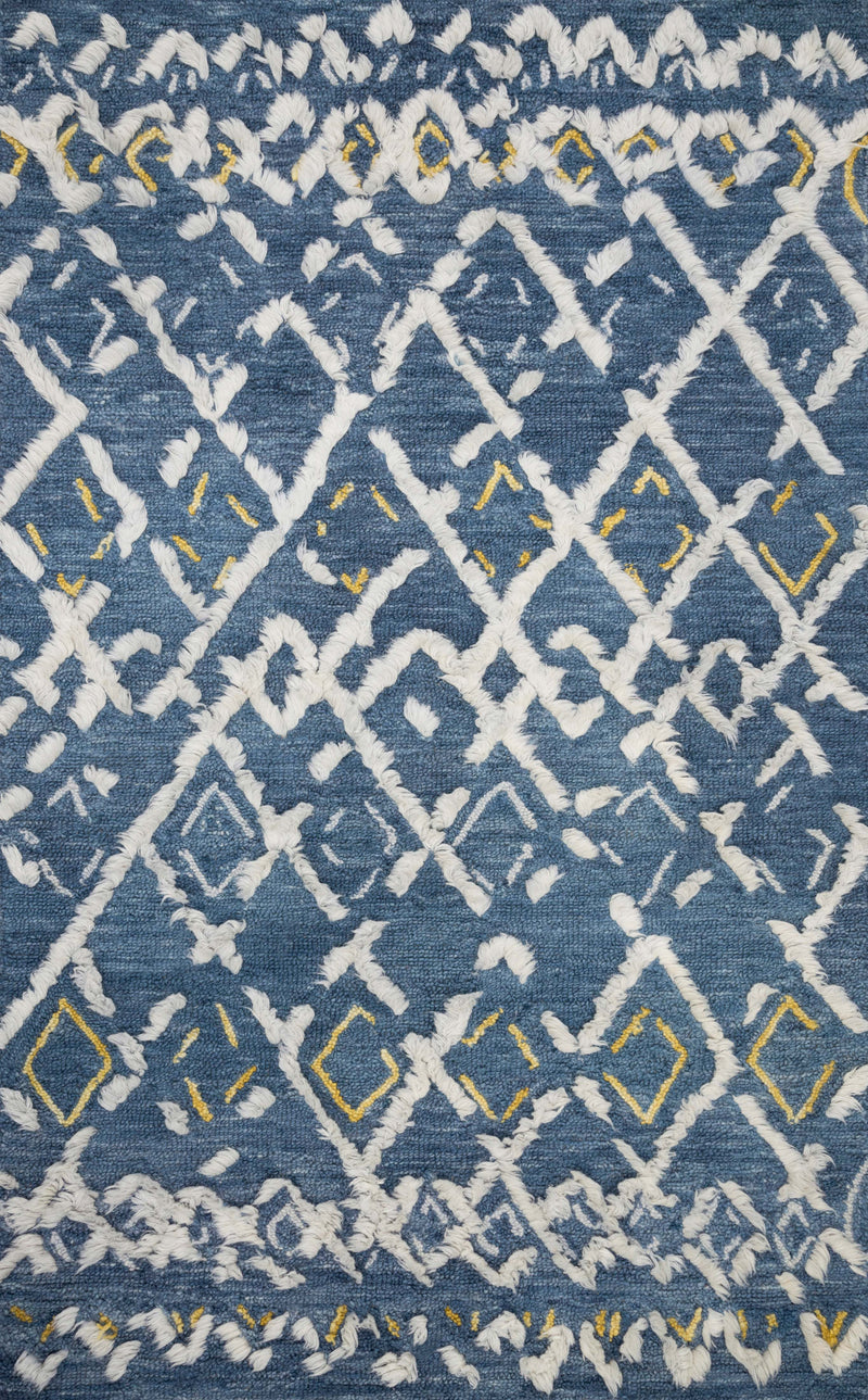 Loloi Rugs Symbology Collection Rug in Denim, Dove - 7.8 x 9.8 feet