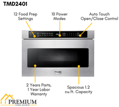 Thor Kitchen Package - 30 In. Propane Gas Range, Range Hood, Microwave Drawer, AP-LRG3001ULP-W-4