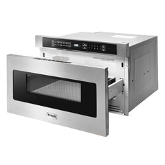 Thor Kitchen Package - 30 In. Propane Gas Burner/Electric Oven Range, Microwave Drawer, Refrigerator with Water and Ice Dispenser, Dishwasher, AP-HRD3088ULP-12