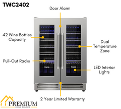 Thor Kitchen Package - 36 in. Propane Gas Range, Range Hood, Refrigerator, Dishwasher, Wine Cooler, AP-LRG3601ULP-TRH-3