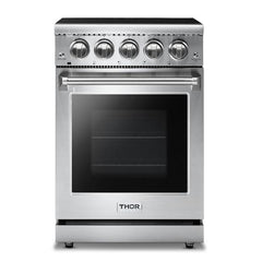 Thor Kitchen Appliance Bundle - 24 in. Professional Electric Range, Range Hood, AB-HRE2401