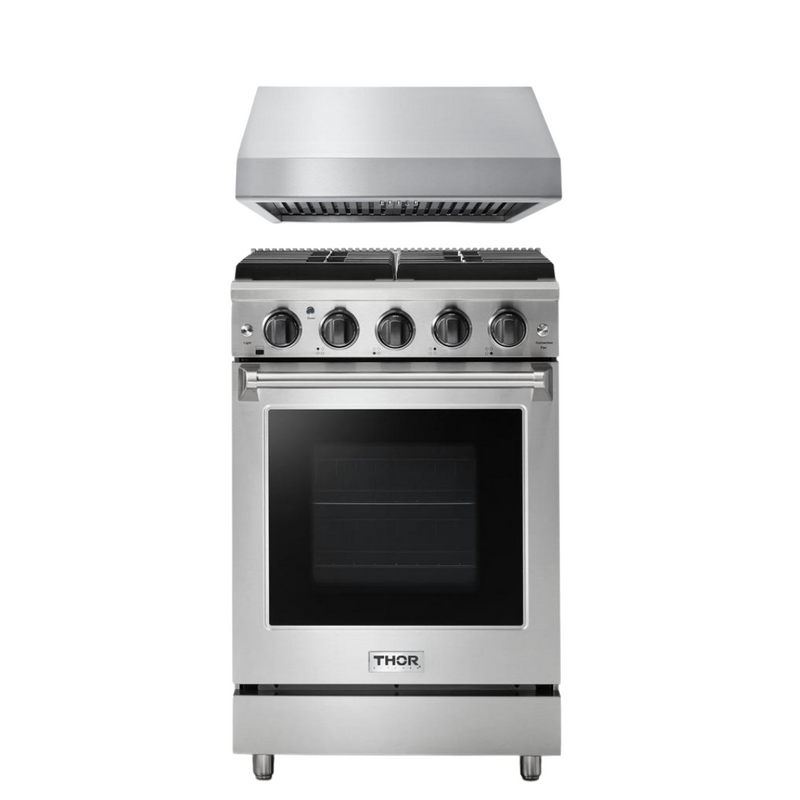 Thor Kitchen Appliance Package - 24 in. Gas Range and Range Hood, AP-LRG2401U