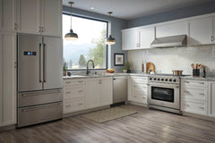 Thor Kitchen Appliance Package - 36 In. Gas Rangetop, Range Hood, Wall Oven, Refrigerator, Dishwasher, AP-HRT3618U-4