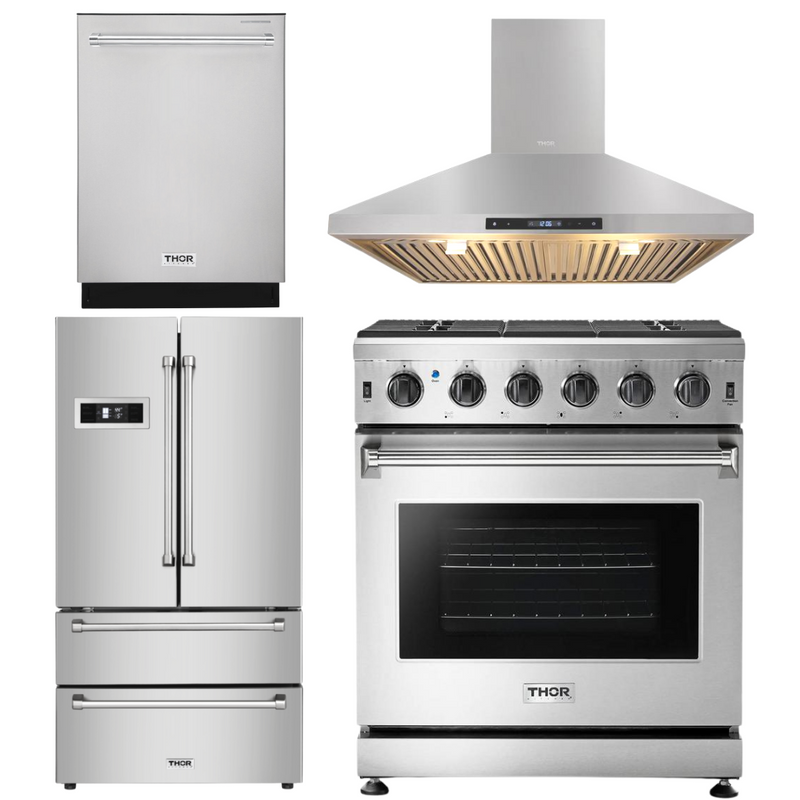 Thor Kitchen Appliance Bundle - 30 In. Propane Gas Range in a 4 Piece Kitchen Set, AB-LRG3001ULP-3