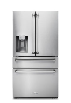 Thor Kitchen Package - 48 in. Gas Range, Range Hood, Dishwasher, Refrigerator with Water and Ice Dispenser, Microwave Drawer, AP-LRG4807U-13